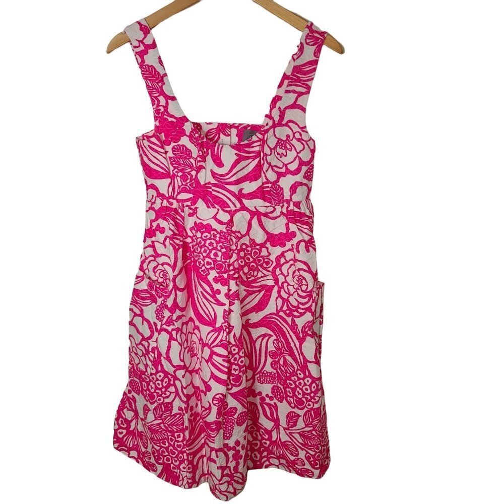 Vanessa Virginia‎ Anthropologie Pink White Jacquard Floral Sleeveless Dress 0 - Picture 3 of 10